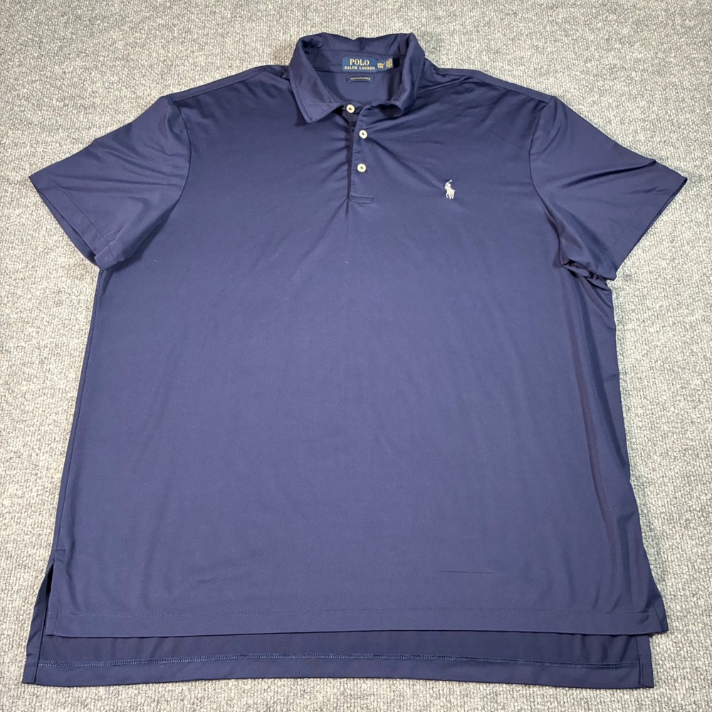Polo Ralph Lauren Performance Polo Shirt Mens XXL Navy Blue Stretch Golf Pony